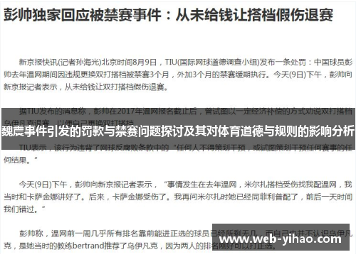 魏震事件引发的罚款与禁赛问题探讨及其对体育道德与规则的影响分析